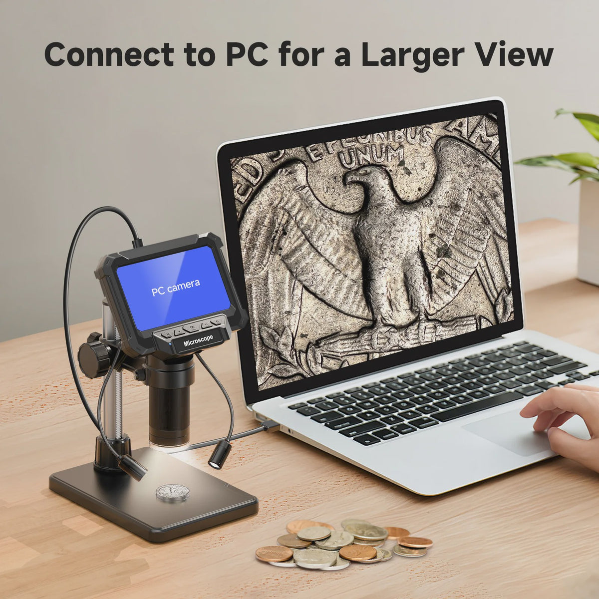 Digitale Microscoop met 4.3" IPS Scherm, 1600x Vergroting, HD Video & Foto