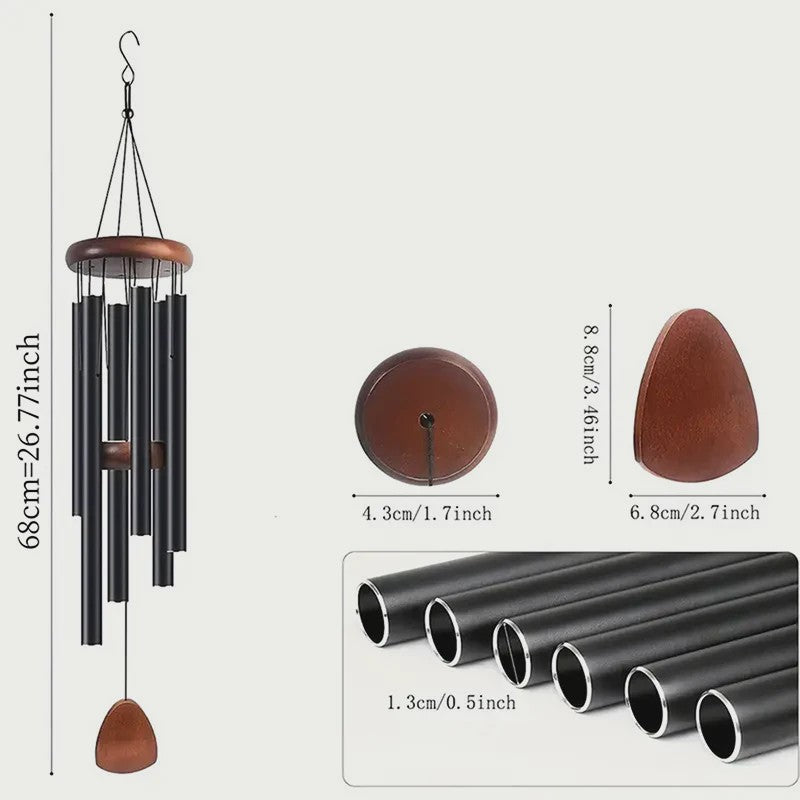 Klassieke Aluminium Windgong 26 Inch met Houten Hanger - Sfeervolle Tuindecoratie
