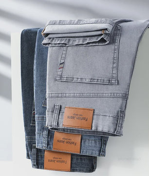 Herfst/Lente Heren Jeans - Comfortabele Stretch Katoen, Recht Model, Grijs