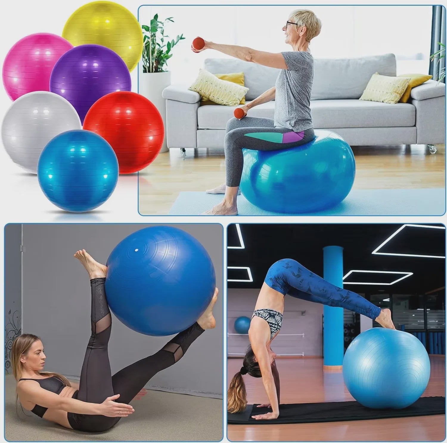 Fitness Bal / Yogabal - 55-75cm - Anti-Burst - Gym, Pilates, Balans Training