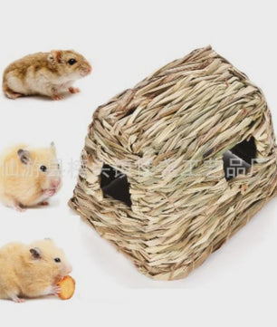 Vouwbaar Gras Nest Huisje voor Konijn, Hamster & Cavia - Natuurlijk Kauwspeelgoed