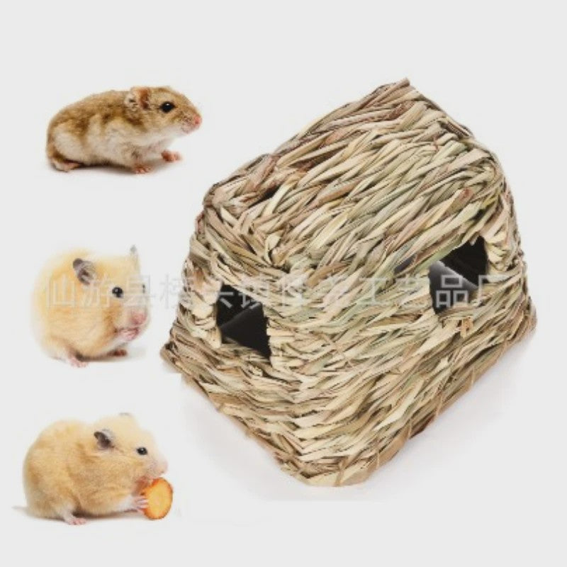 Vouwbaar Gras Nest Huisje voor Konijn, Hamster & Cavia - Natuurlijk Kauwspeelgoed
