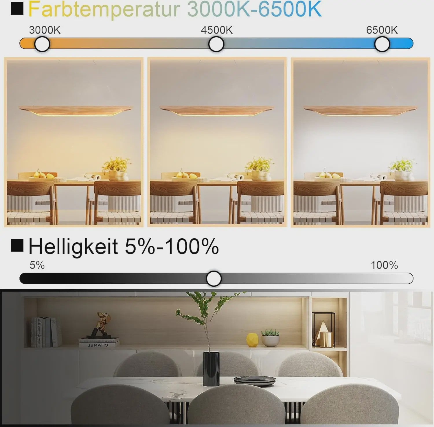 Moderne Houten LED Pendellamp 90cm - Dimbare Hanglamp met Afstandsbediening voor Eettafel, Woonkamer, Keuken