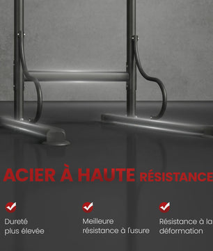 HOMCOM Multifunctioneel Bodybuilding Station - Optrekstang, Dip Station & Meer - In Hoogte Verstelbaar - Zwart/Rood