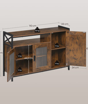 Stijlvolle Houten Keukenkast met 3 Deuren en Verstelbare Planken - 110x75x33cm