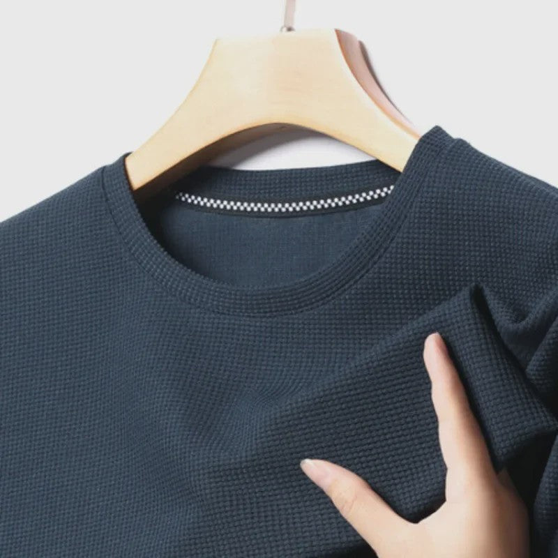 Zomer Wafel T-shirt Heren Korte Mouw Ronde Hals - Comfortabel en Ademend