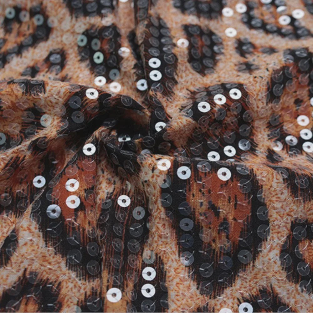 Luxe Leopard Print Jurk met Kant en Pailletten - Feestelijk & Sexy