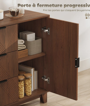 Stijlvolle Houten Buffetkast met 3 Lades en Deur - Ideaal voor Woonkamer & Keuken