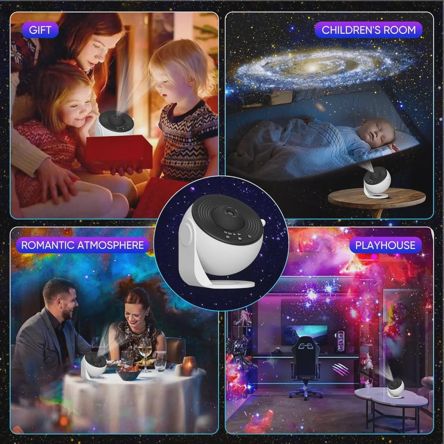 Galaxy Projector Sterrenhemel Nachtlampje met 13 HD Film Discs - 360° Rotatie