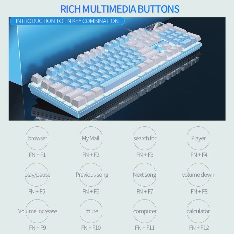 Yindiao K500 Bedraad Gaming Toetsenbord met Numpad en Kleurrijke Backlight