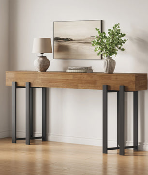 Stijlvolle Eiken Console Tafel (63 inch) - Perfect voor Hal, Woonkamer of Achter de Bank