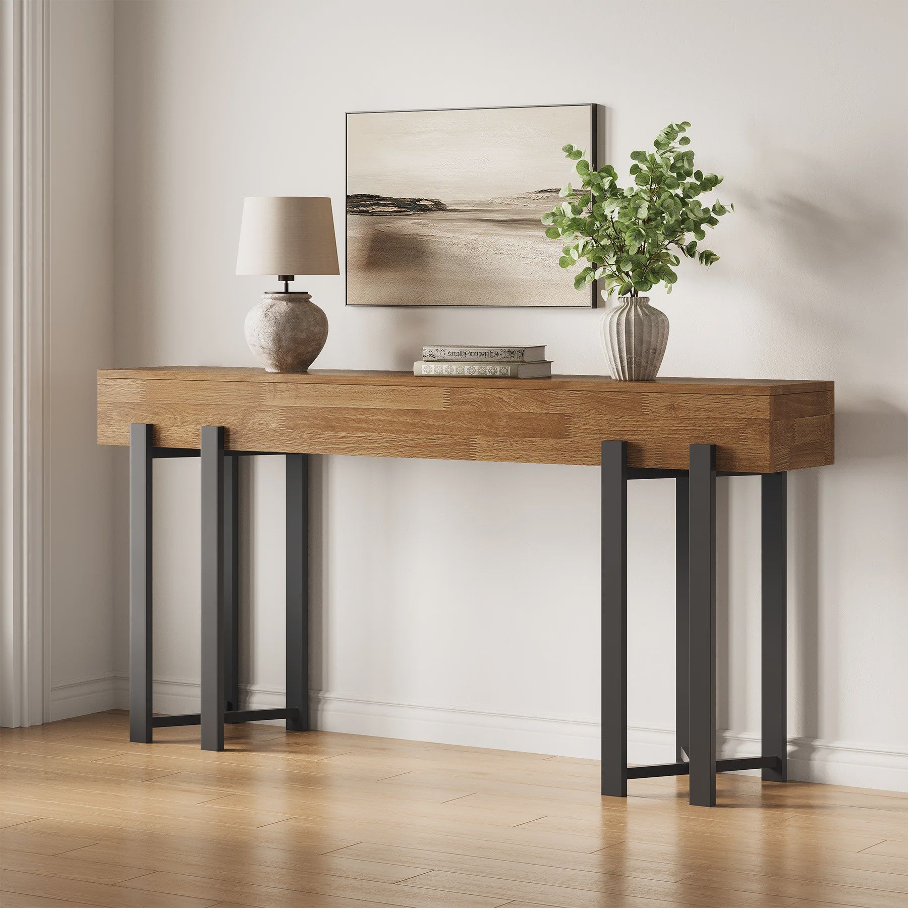 Stijlvolle Eiken Console Tafel (63 inch) - Perfect voor Hal, Woonkamer of Achter de Bank