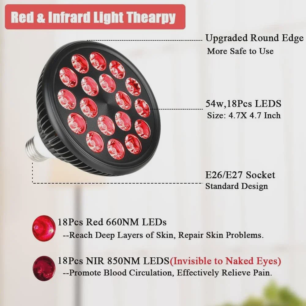 Roodlichttherapie Lamp 660nm & 850nm met Statief - Huidverbetering & Pijnverlichting