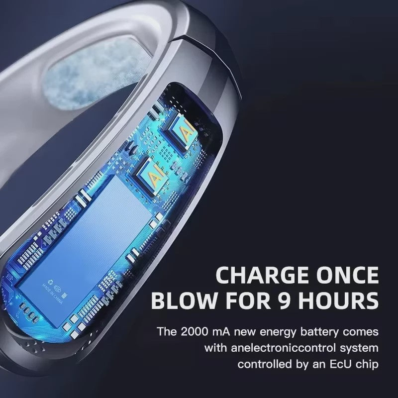 Lenovo Draagbare Nekventilator met 10000mAh Batterij - USB Oplaadbaar, Bladeless & LED Display