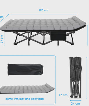 Opvouwbaar Campingbed - Draagbaar en Robuust Kampeerbed voor Volwassenen - 200kg Draagvermogen
