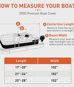 Waterdichte Pontoon Boot Trailerhoes - UV-bestendig, 300D Heavy Duty, met Motorhoes & Spanband