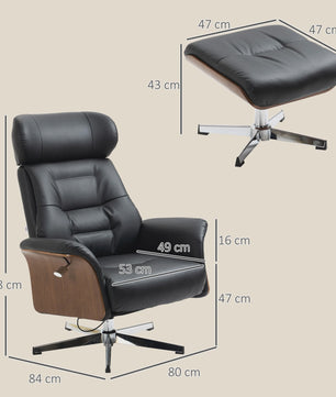 Luxe Relaxfauteuil met Voetenbank, Verstelbare Rugleuning en Hoofdsteun - Zwart