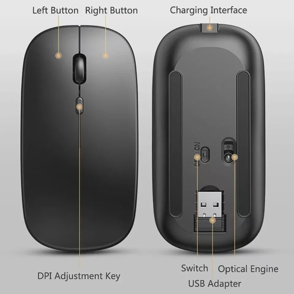 Draadloze Oplaadbare Muis: Bluetooth & 2.4GHz Dual Mode voor PC/Laptop