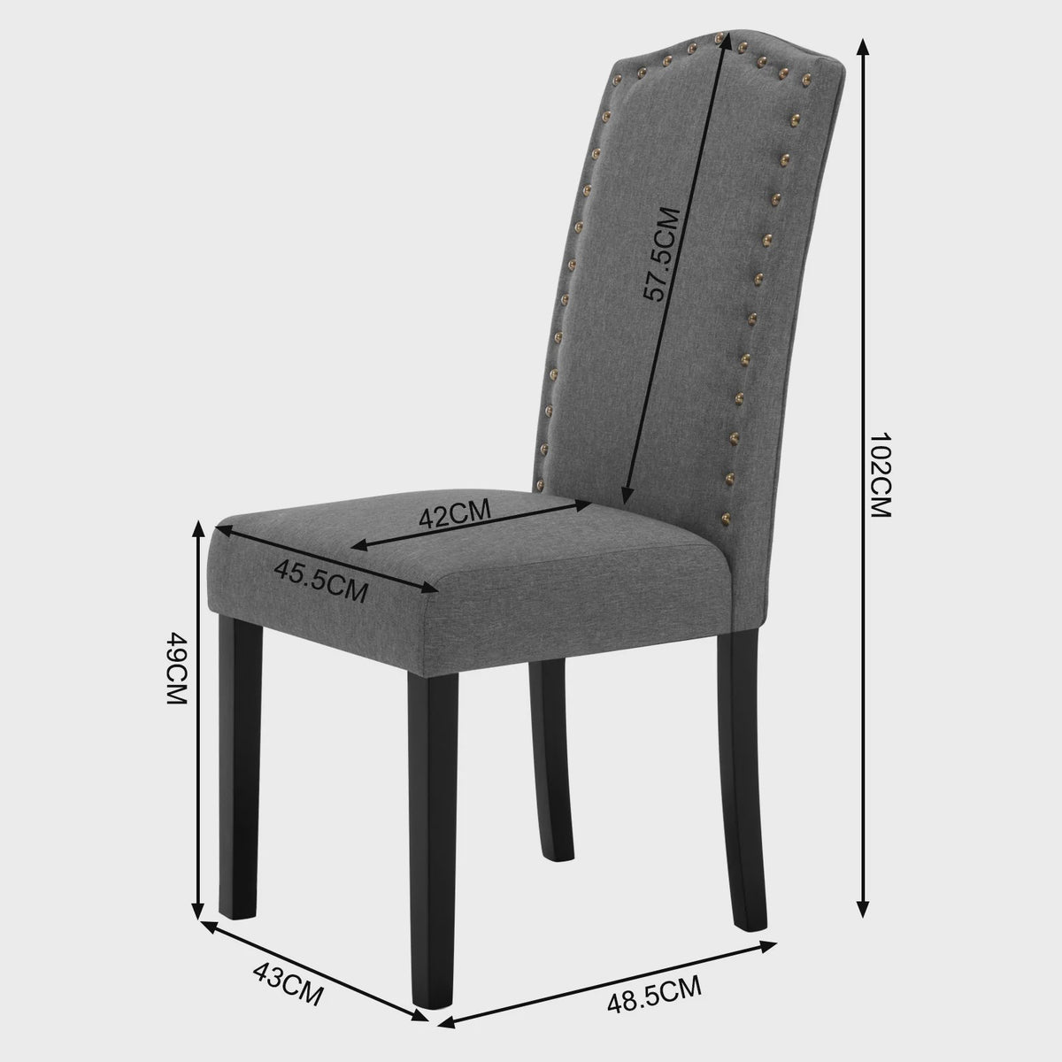Set van 2 Gestoffeerde Eetkamerstoelen met Hoge Rugleuning - Stijlvol Design voor Woonkamer, Keuken of Hotel
