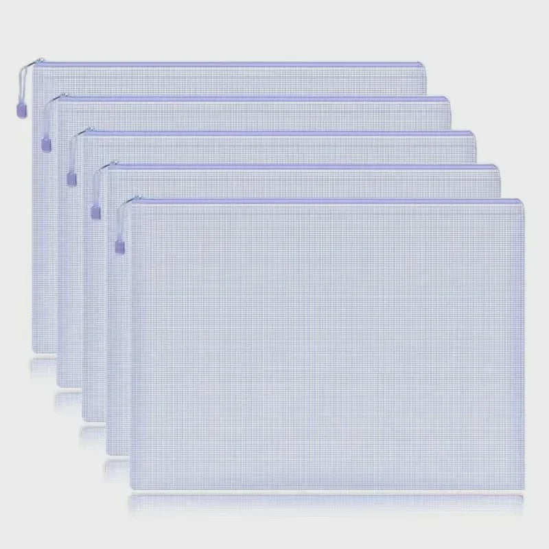 Set van 5 Waterdichte Mesh Rits Documententassen A4/A5/A6 - Opbergmappen voor Kantoor & School