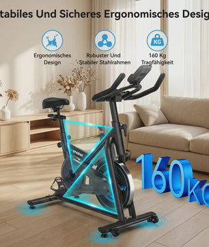 Wenoker Hometrainer Fiets met App - Stille Ergometer Spinning Bike voor Thuis (max 160kg)