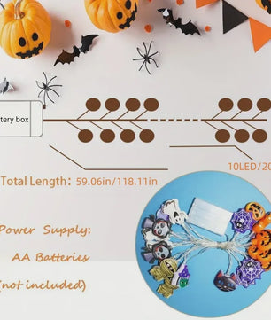 Halloween LED-lichtslinger met Batterijbox - 1.5M/10LED of 3M/20LED - Sfeervolle Decoratie