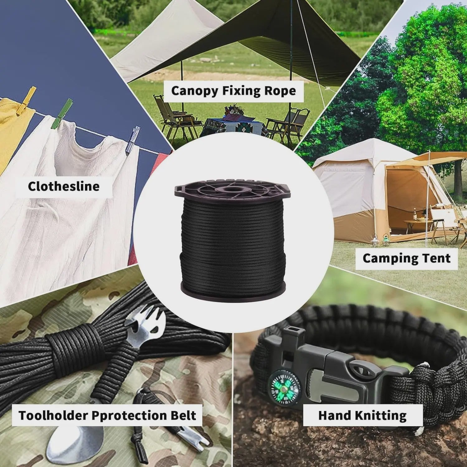 Sterk 650lb Paracord Touw (100m) - 9 Kernen, Militair Tactisch, Outdoor & Survival