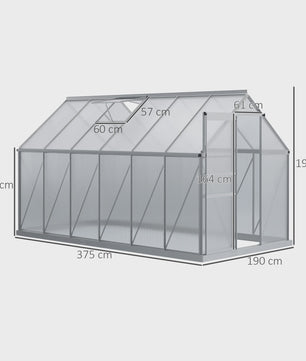 Outsunny Kassen 7,1 m² Aluminium Polycarbonaat met Fundering - Ruim en Duurzaam