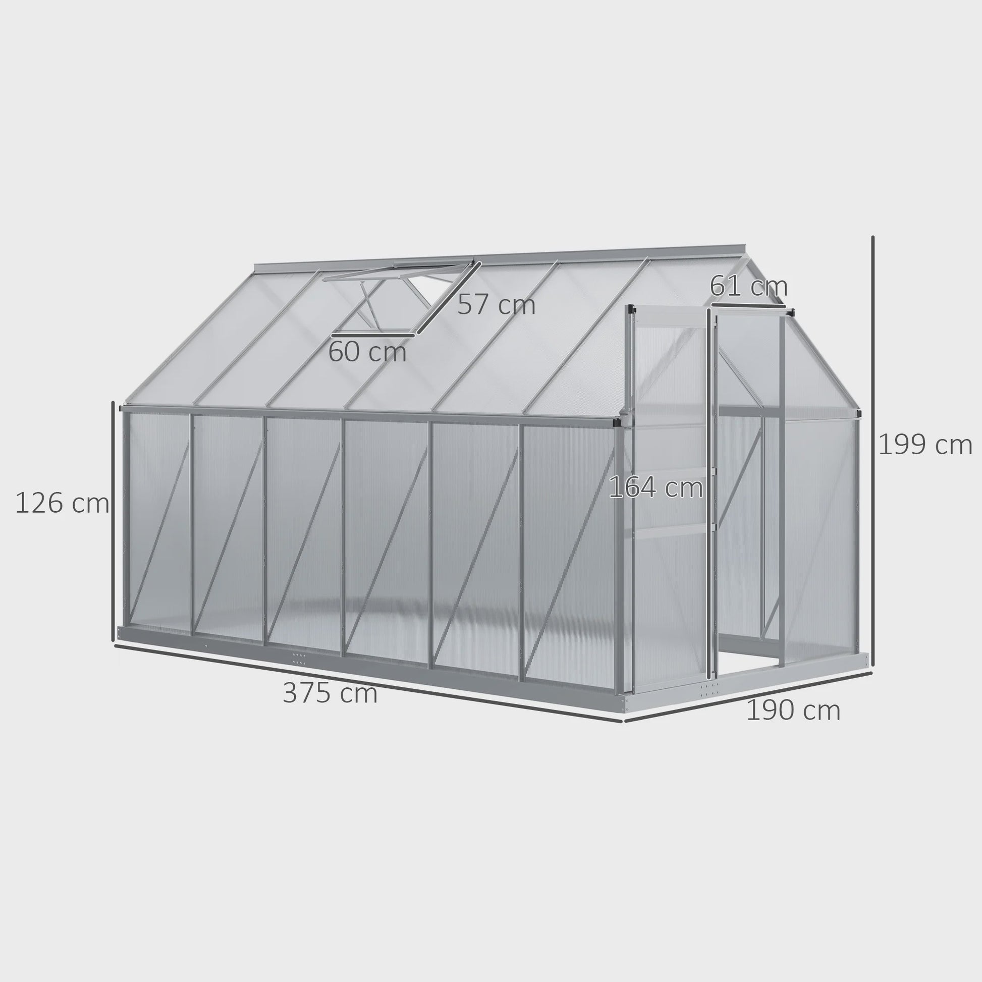 Outsunny Kassen 7,1 m² Aluminium Polycarbonaat met Fundering - Ruim en Duurzaam