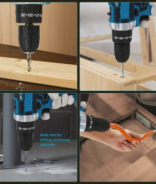 21V Accuboormachine met 45Nm Koppel - Draadloze Schroef- en Klopboormachine met Lithium-Ion Batterij
