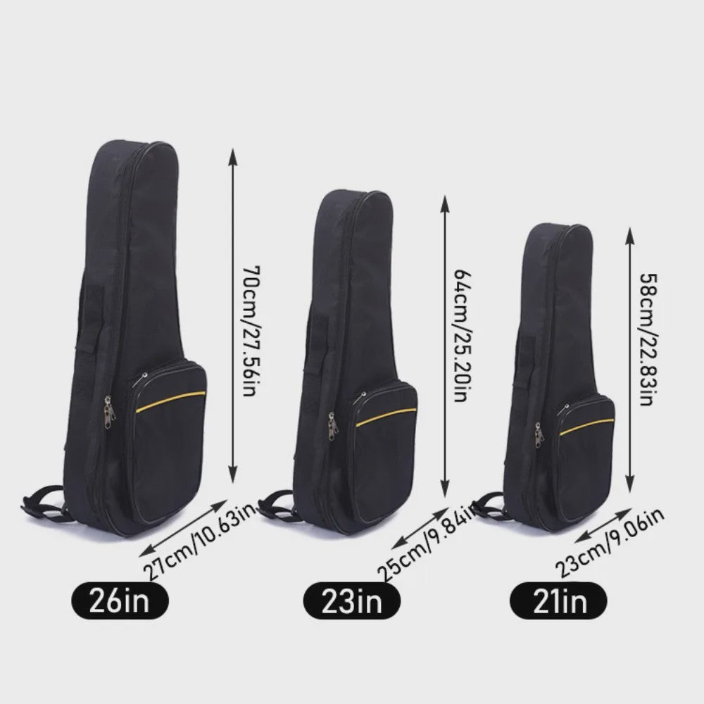 Gewatteerde Ukulele Tas met Dubbele Banden - 21, 23, 26 Inch