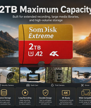 Snelle Micro SDXC Kaart 128GB/256GB/512GB/1TB/2TB - Class 10, U3, A2, 4K Video Ready