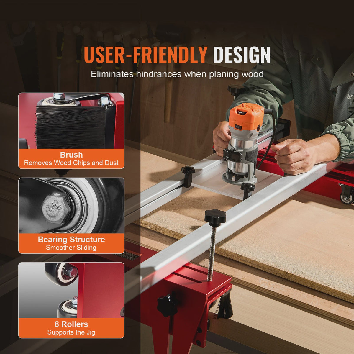 64-inch Router Sled: Draagbare en Verstelbare Houtvlakker voor Doe-het-zelf Projecten