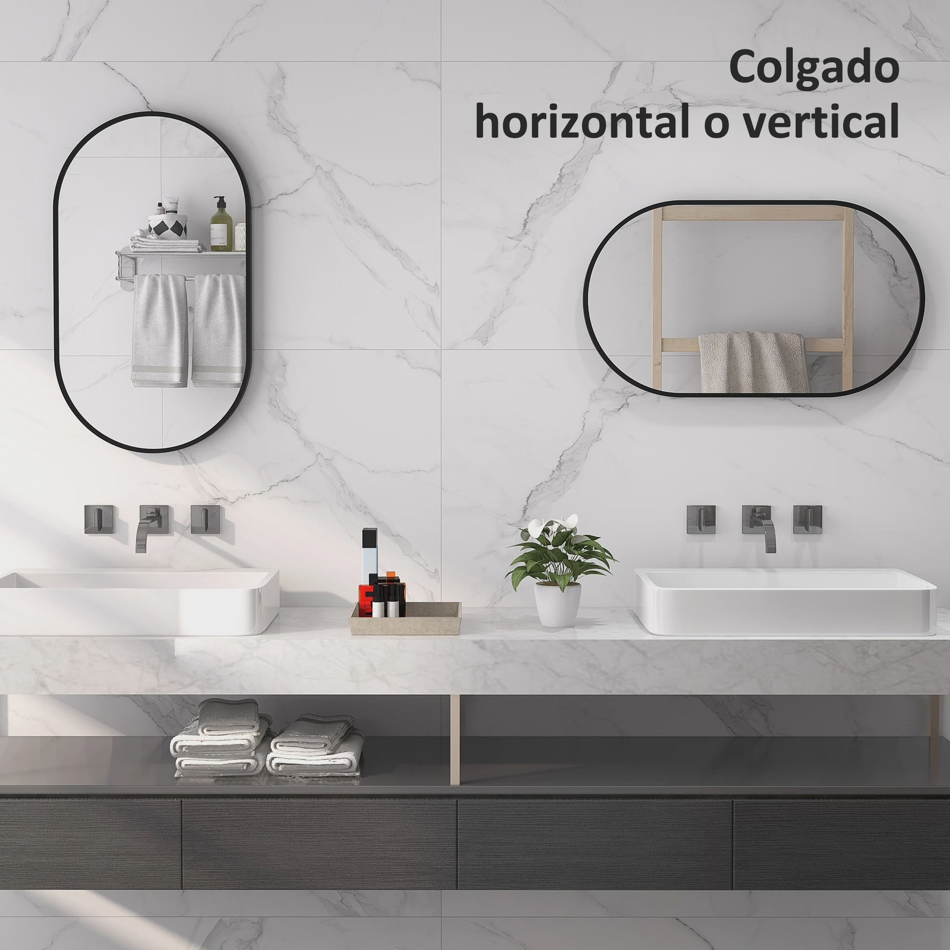 Gouden Ovalen Wandspiegel met Aluminium Frame - Decoratief en Veelzijdig