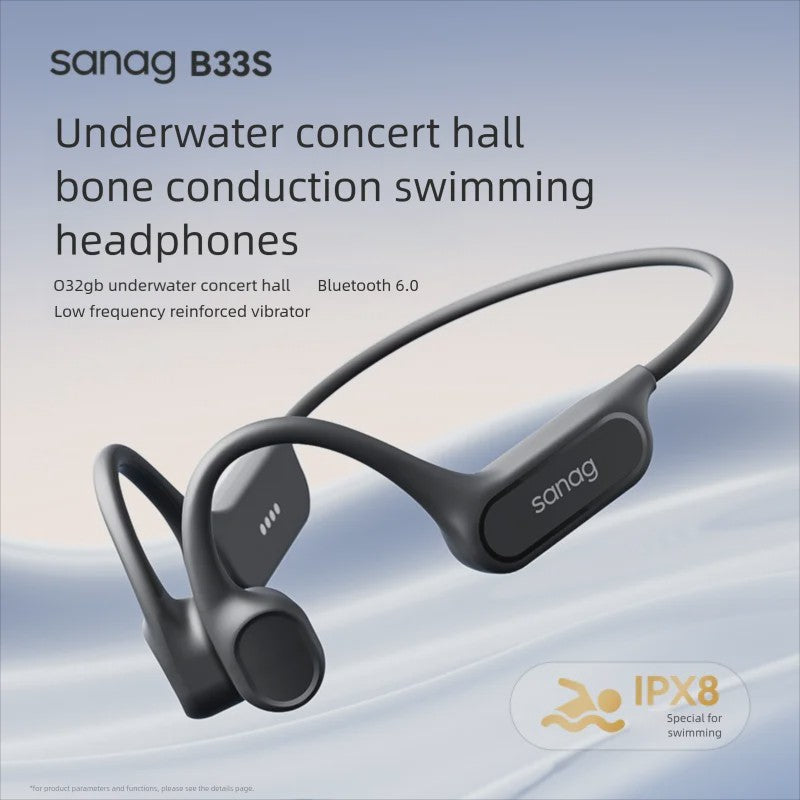 Sanag B33S Bone Conduction Oordopjes - IPX8 Waterdicht & 32GB MP3 Speler