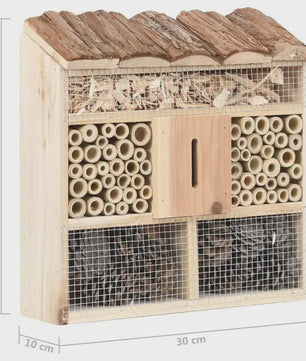 Houten Insectenhotel 30x10x30 cm - Natuurlijk Verblijf voor Bijen en Vlinders