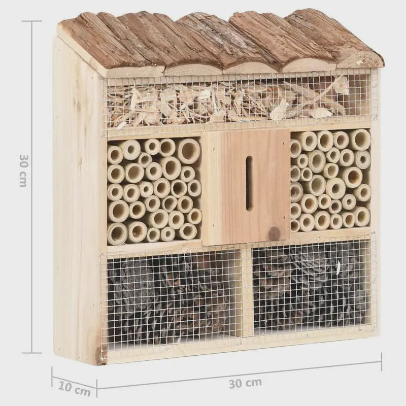 Houten Insectenhotel 30x10x30 cm - Natuurlijk Verblijf voor Bijen en Vlinders