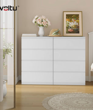 Moderne Witte Ladekast met 4 Lades - Stijlvolle Sideboard voor Woonkamer & Slaapkamer - 60x90x40cm