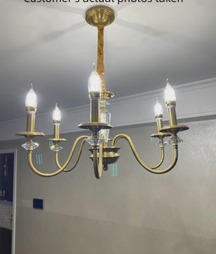 American Retro Messing Plafondlamp met Kaarslampjes - Sfeervolle Verlichting voor Woonkamer, Slaapkamer & Eetkamer