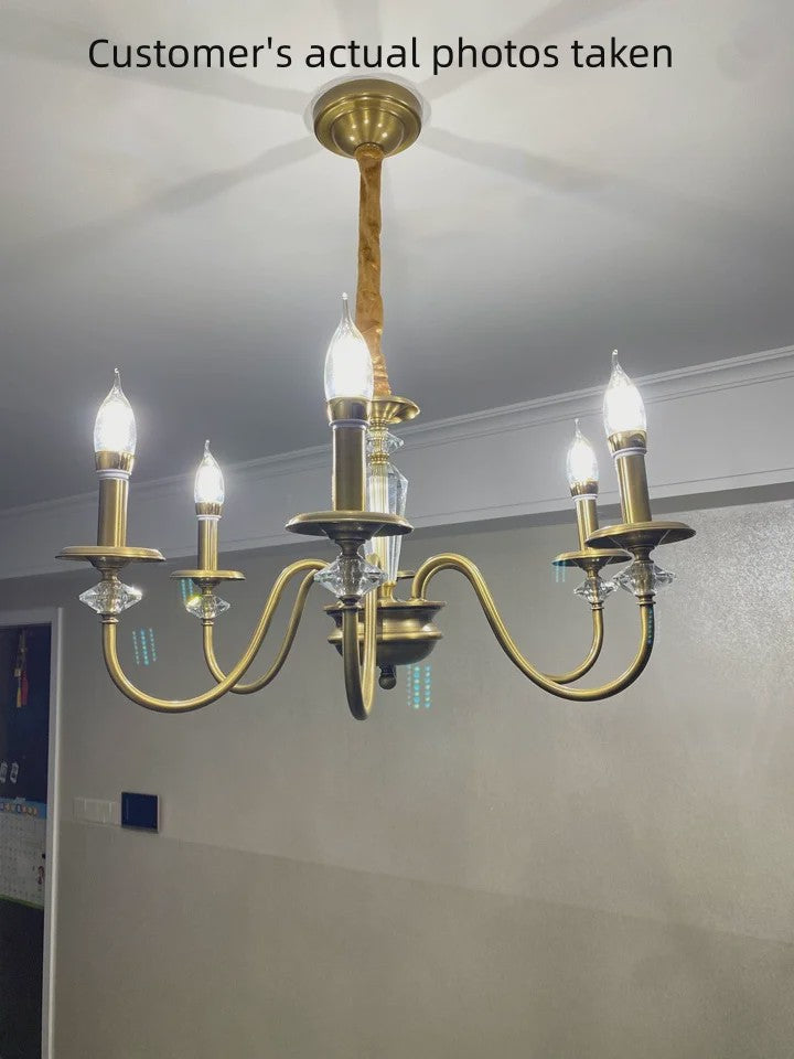 American Retro Messing Plafondlamp met Kaarslampjes - Sfeervolle Verlichting voor Woonkamer, Slaapkamer & Eetkamer