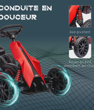 Kinder Trappen Go-Kart met Verstelbare Stoel en Stille EVA Wielen