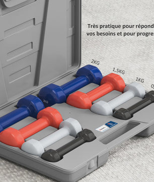 HOMCOM Dumbbell Set 10kg met Opbergkoffer - Verstelbaar Gewicht voor Krachttraining