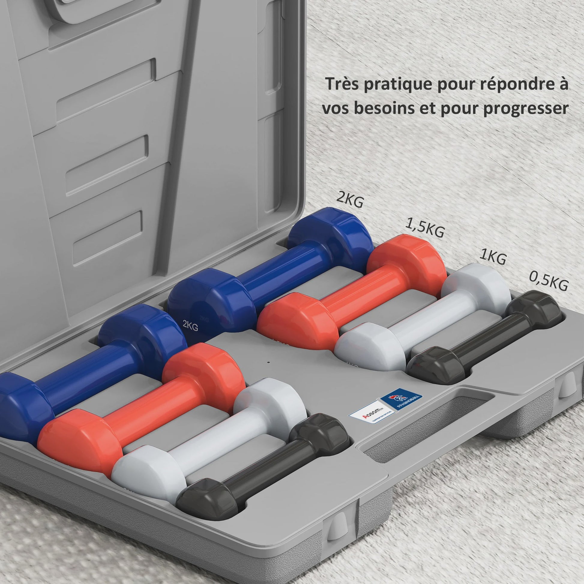 HOMCOM Dumbbell Set 10kg met Opbergkoffer - Verstelbaar Gewicht voor Krachttraining