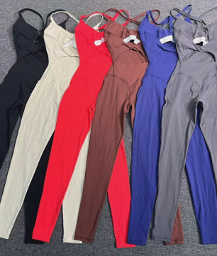 Sportieve Dames Jumpsuit met Open Rug en Kruisbanden - Perfect voor Yoga, Fitness & Zomer