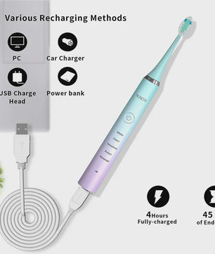 Sonische Elektrische Tandenborstel Oplaadbaar IPX7 Waterdicht met 5 standen, Timer & Reiskoffer