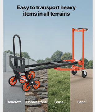 3-in-1 Industriële Omslagbare Traplift Kar - 350 kg Max. Draagvermogen - Opvouwbare Handkar Dolly
