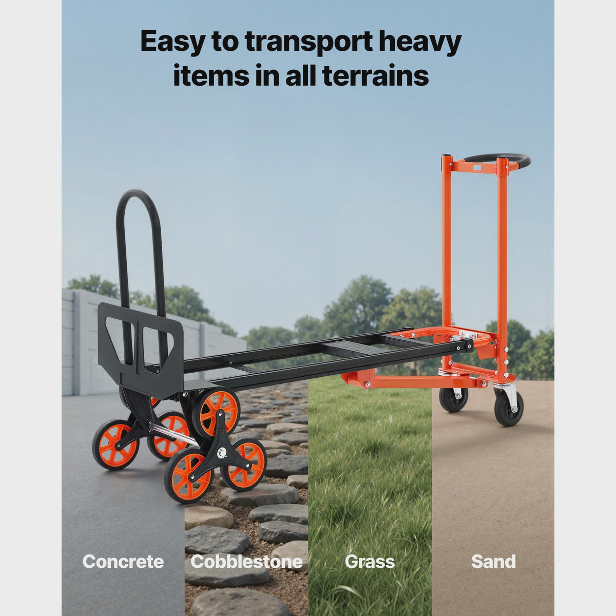 3-in-1 Industriële Omslagbare Traplift Kar - 350 kg Max. Draagvermogen - Opvouwbare Handkar Dolly