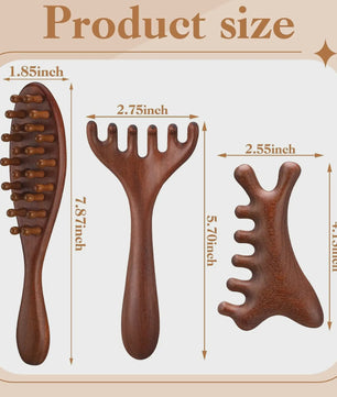 3-delige Houten Scalp Massager Set - Hoofdhuid Massage & Haarverzorging voor Dreads