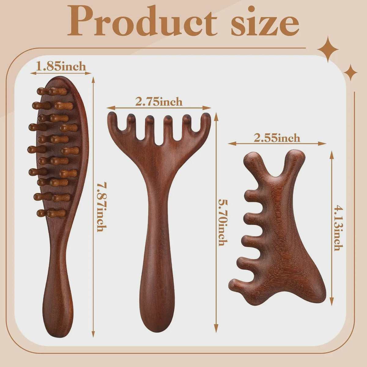 3-delige Houten Scalp Massager Set - Hoofdhuid Massage & Haarverzorging voor Dreads