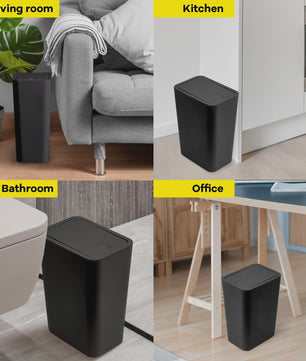 Stijlvolle Prullenbak met Drukdeksel - 10L Kleine Afvalbak voor Badkamer, Slaapkamer, Woonkamer